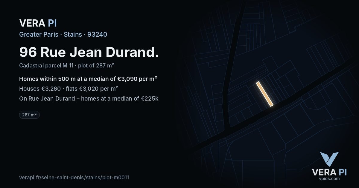 96 Rue Jean Durand, Stains at night – the plot lit, the parcels around coloured by the prices near them