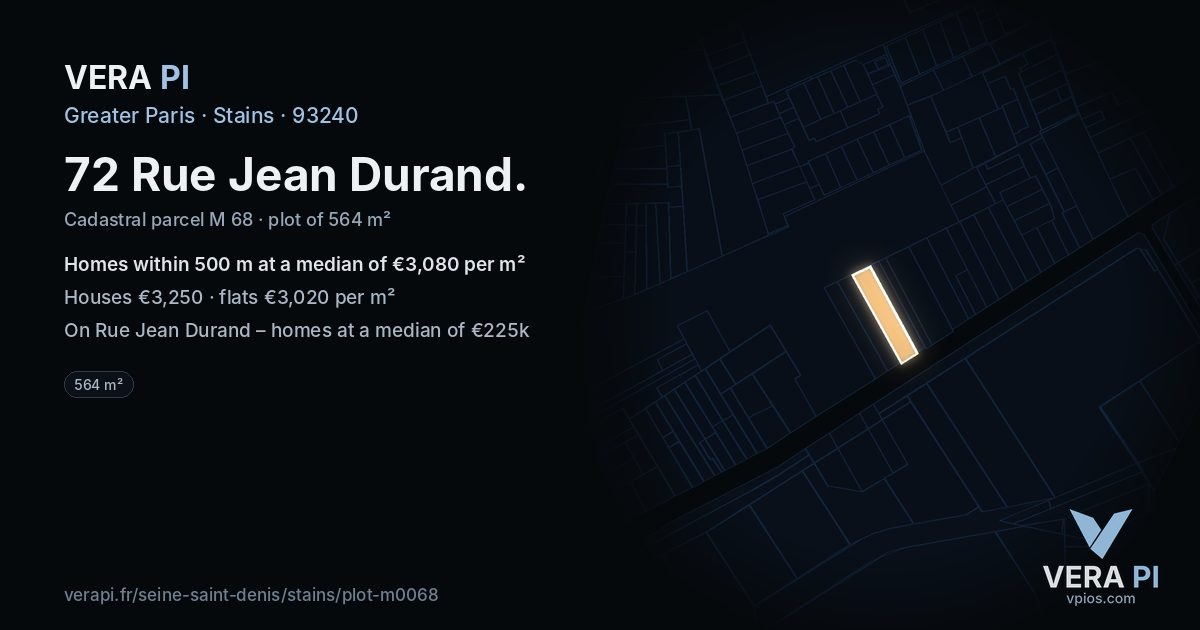 72 Rue Jean Durand, Stains at night – the plot lit, the parcels around coloured by the prices near them