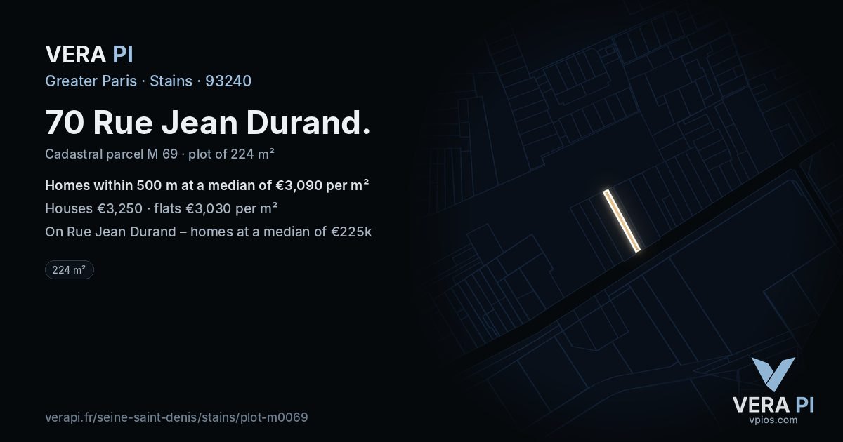70 Rue Jean Durand, Stains at night – the plot lit, the parcels around coloured by the prices near them