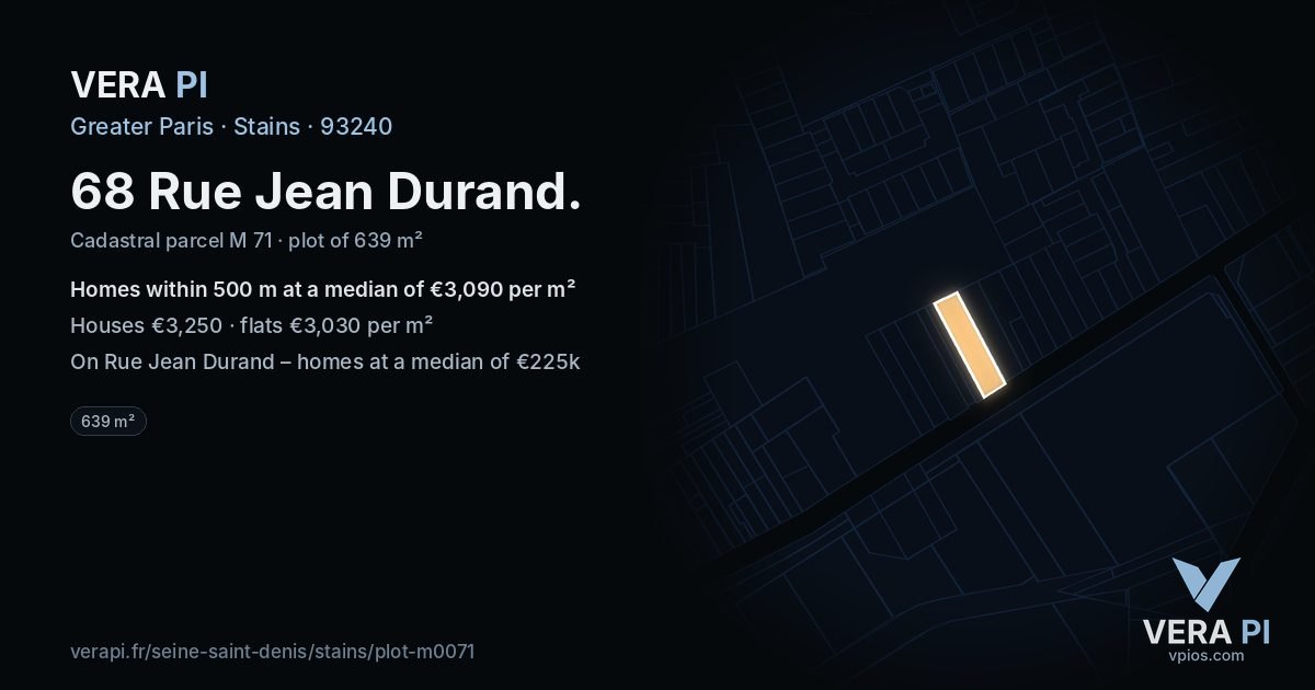 68 Rue Jean Durand, Stains at night – the plot lit, the parcels around coloured by the prices near them