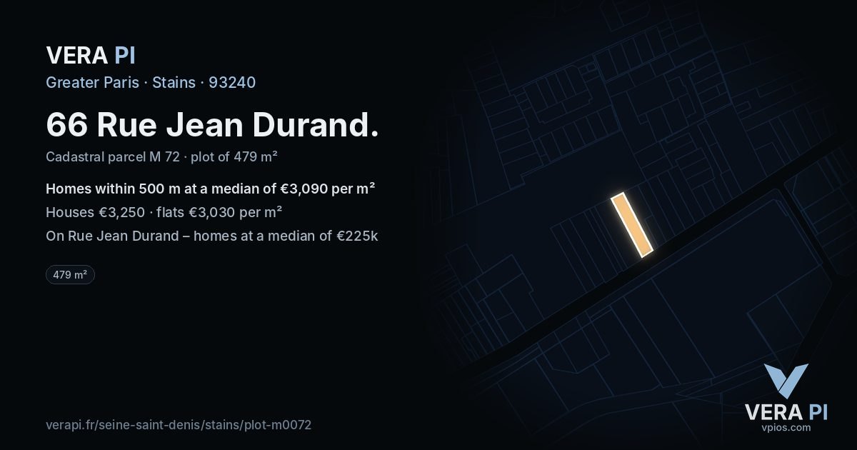 66 Rue Jean Durand, Stains at night – the plot lit, the parcels around coloured by the prices near them