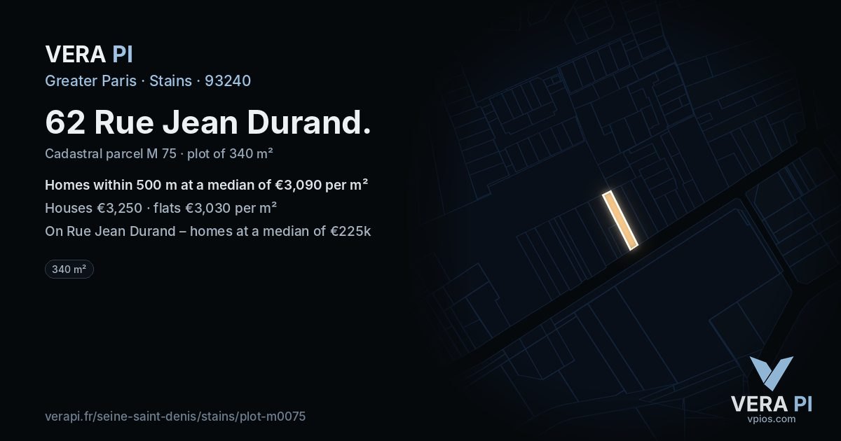 62 Rue Jean Durand, Stains at night – the plot lit, the parcels around coloured by the prices near them