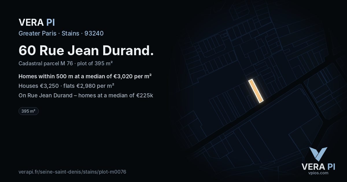 60 Rue Jean Durand, Stains at night – the plot lit, the parcels around coloured by the prices near them