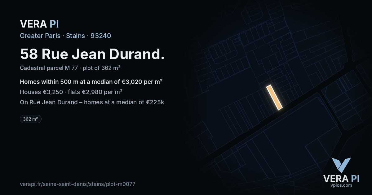 58 Rue Jean Durand, Stains at night – the plot lit, the parcels around coloured by the prices near them