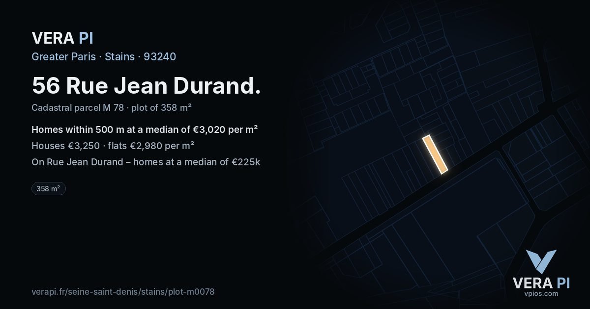 56 Rue Jean Durand, Stains at night – the plot lit, the parcels around coloured by the prices near them