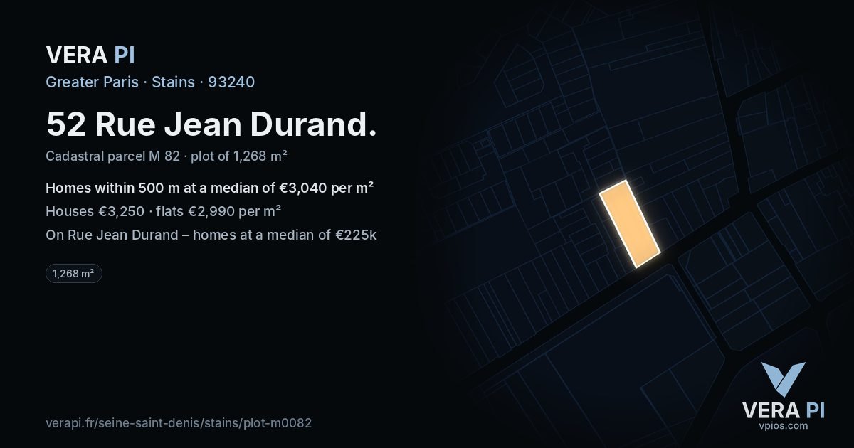 52 Rue Jean Durand, Stains at night – the plot lit, the parcels around coloured by the prices near them