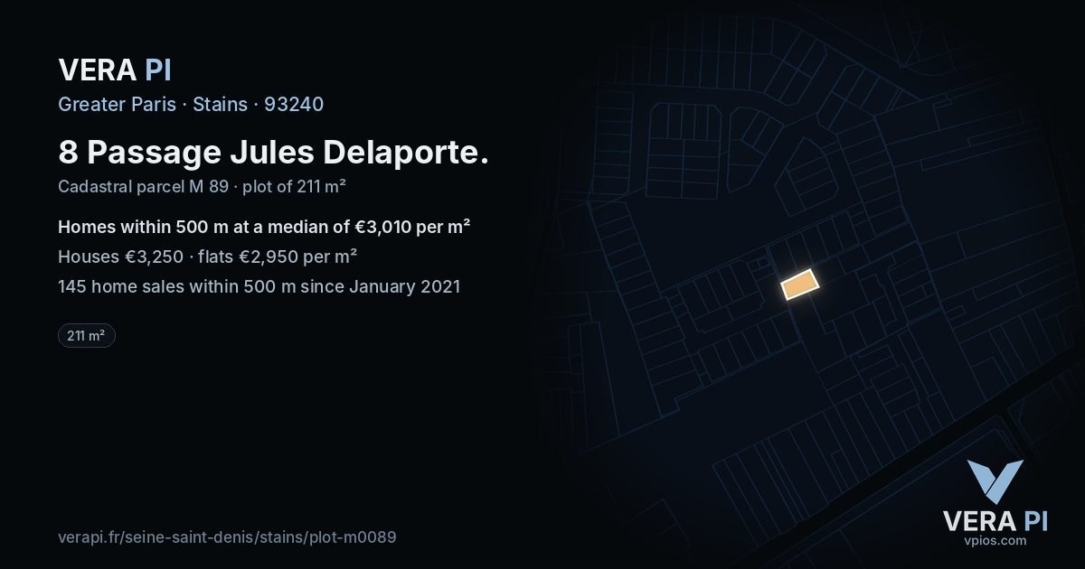 8 Passage Jules Delaporte, Stains at night – the plot lit, the parcels around coloured by the prices near them