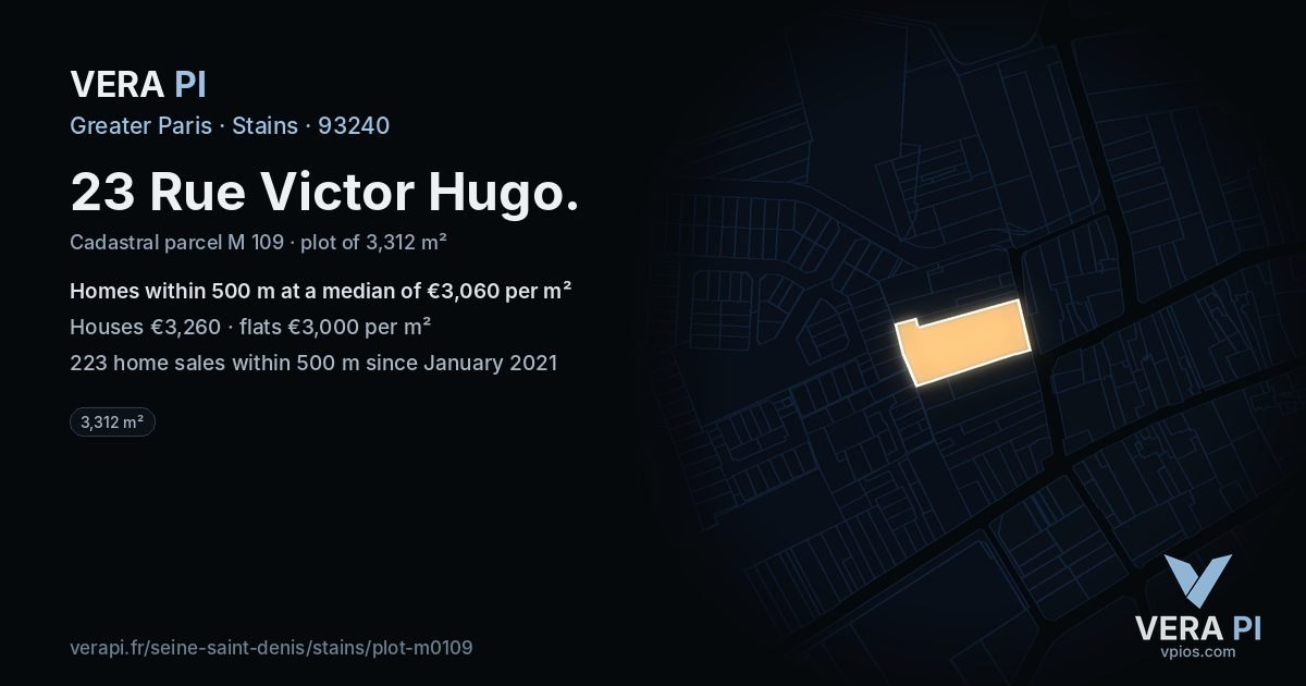 23 Rue Victor Hugo, Stains at night – the plot lit, the parcels around coloured by the prices near them