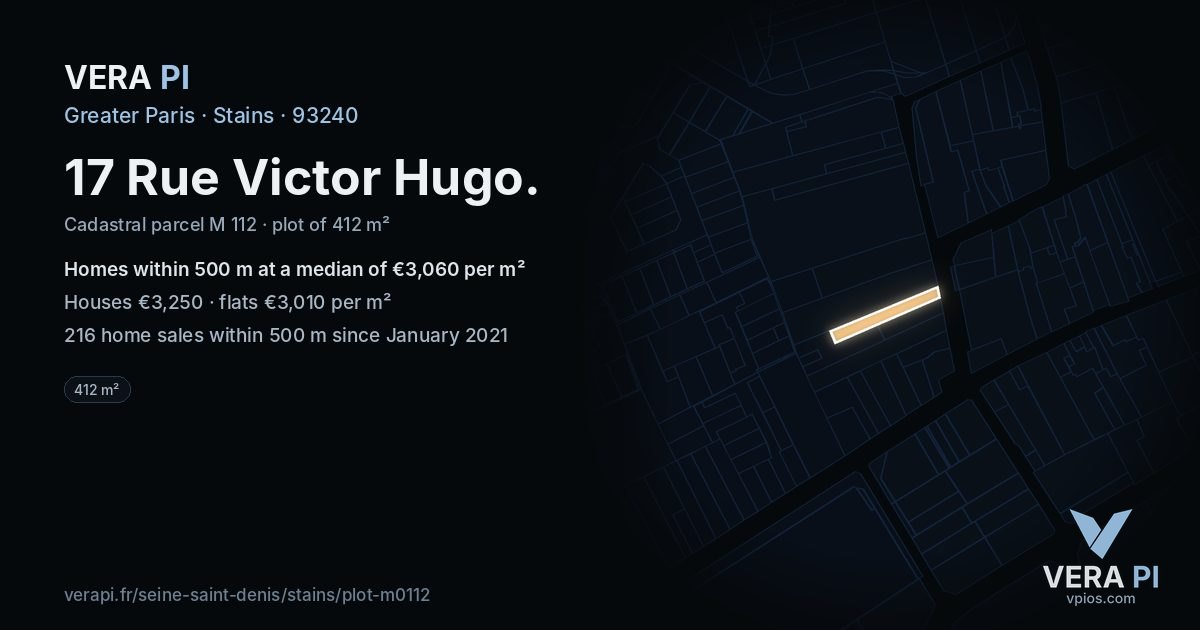 17 Rue Victor Hugo, Stains at night – the plot lit, the parcels around coloured by the prices near them