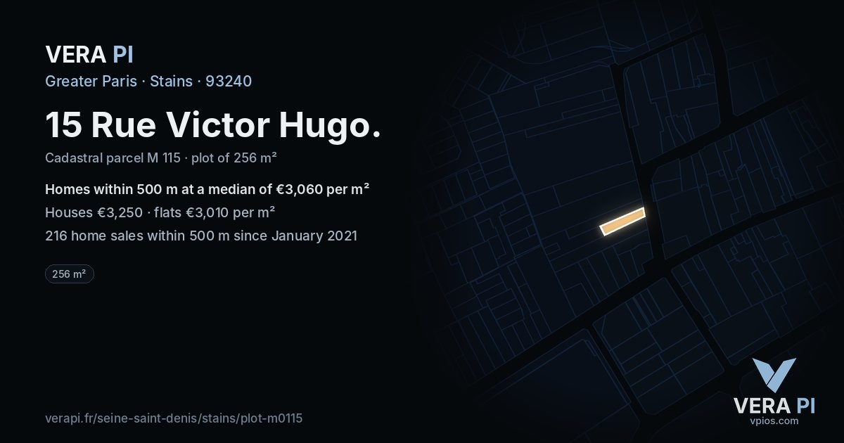 15 Rue Victor Hugo, Stains at night – the plot lit, the parcels around coloured by the prices near them