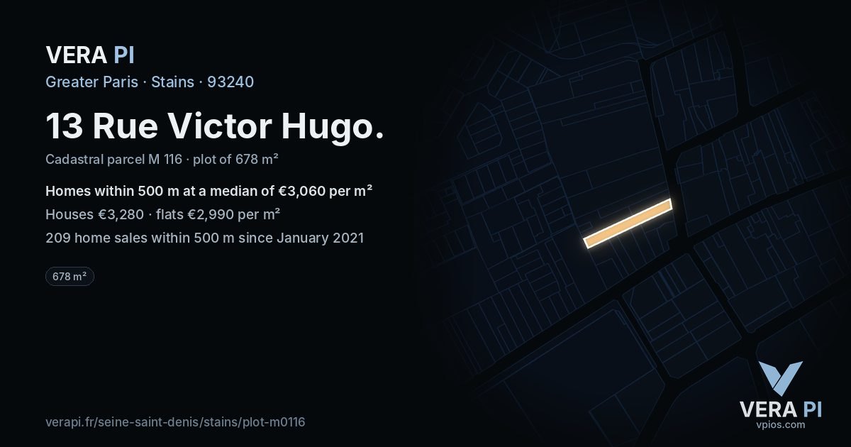13 Rue Victor Hugo, Stains at night – the plot lit, the parcels around coloured by the prices near them