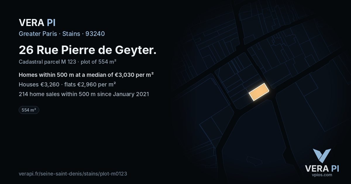 26 Rue Pierre de Geyter, Stains at night – the plot lit, the parcels around coloured by the prices near them