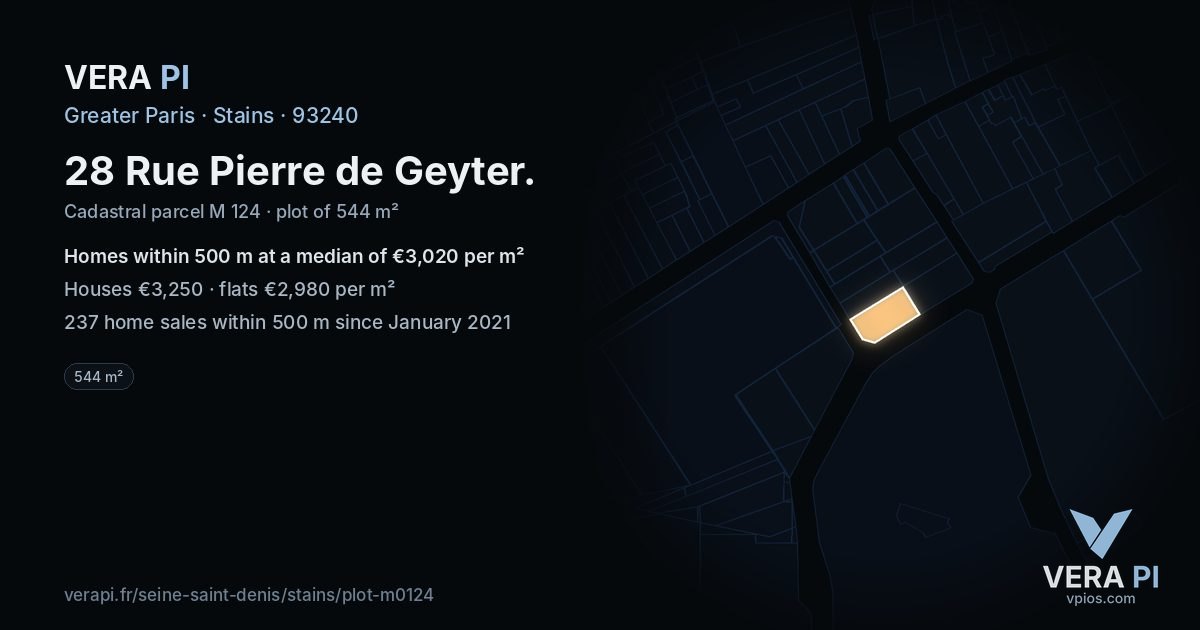 28 Rue Pierre de Geyter, Stains at night – the plot lit, the parcels around coloured by the prices near them
