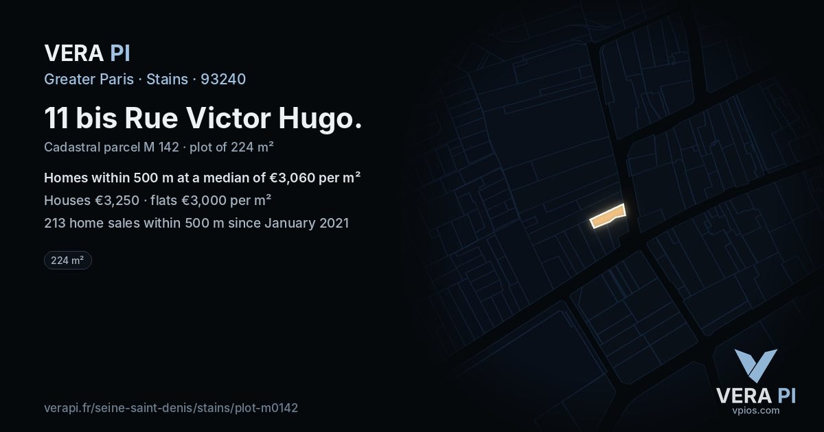 11 bis Rue Victor Hugo, Stains at night – the plot lit, the parcels around coloured by the prices near them