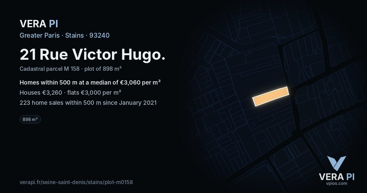 21 Rue Victor Hugo, Stains at night – the plot lit, the parcels around coloured by the prices near them