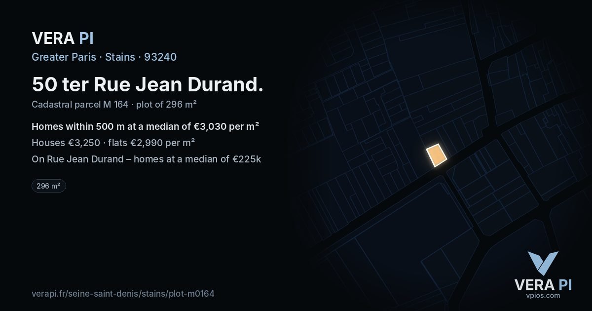 50 ter Rue Jean Durand, Stains at night – the plot lit, the parcels around coloured by the prices near them
