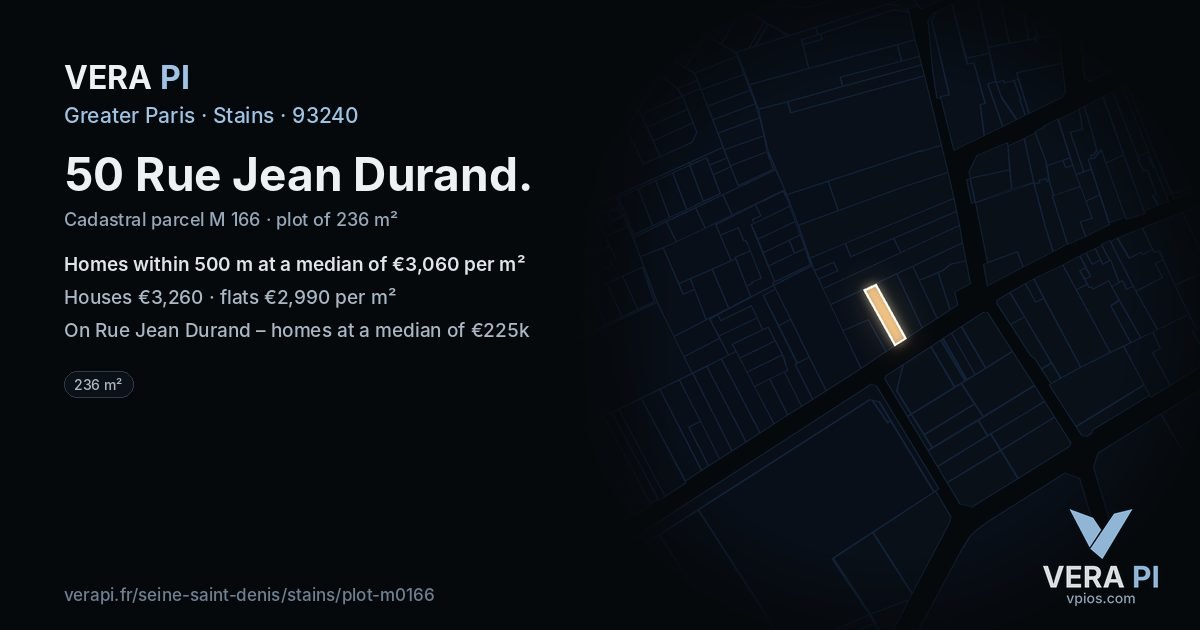 50 Rue Jean Durand, Stains at night – the plot lit, the parcels around coloured by the prices near them