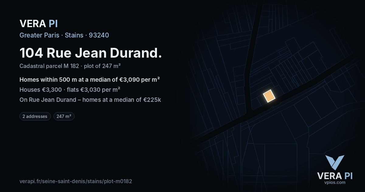 104 Rue Jean Durand, Stains at night – the plot lit, the parcels around coloured by the prices near them
