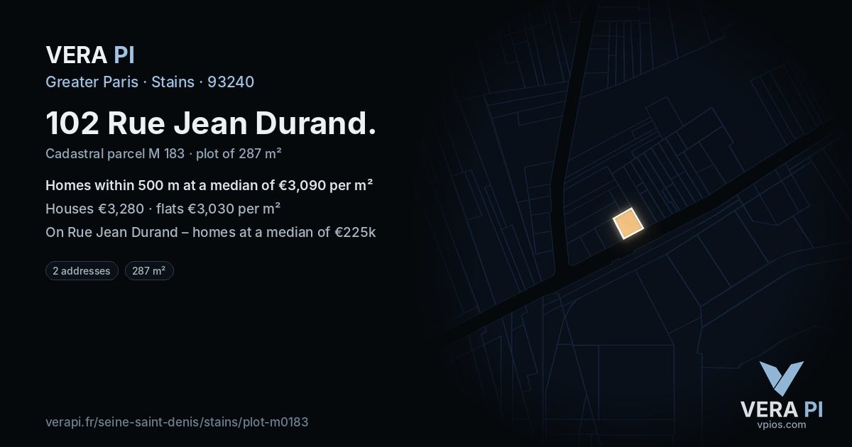 102 Rue Jean Durand, Stains at night – the plot lit, the parcels around coloured by the prices near them