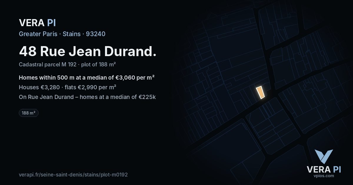 48 Rue Jean Durand, Stains at night – the plot lit, the parcels around coloured by the prices near them