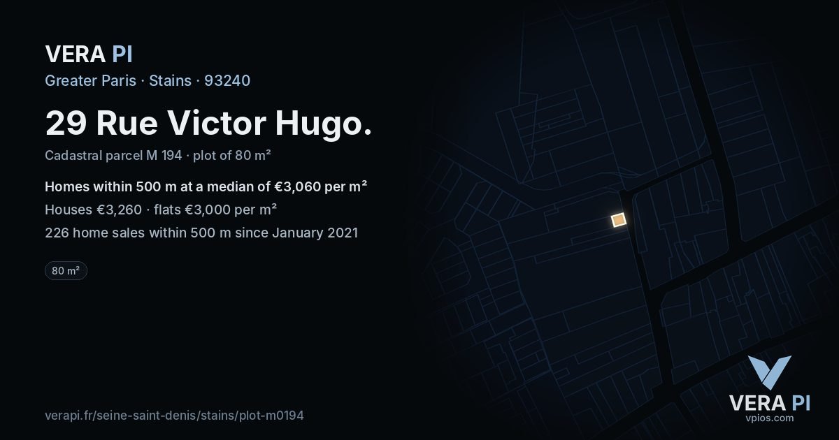 29 Rue Victor Hugo, Stains at night – the plot lit, the parcels around coloured by the prices near them