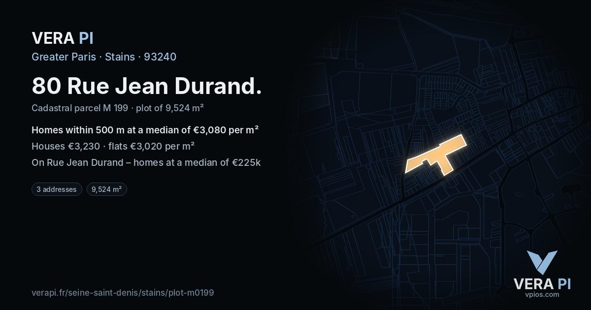 80 Rue Jean Durand, Stains at night – the plot lit, the parcels around coloured by the prices near them
