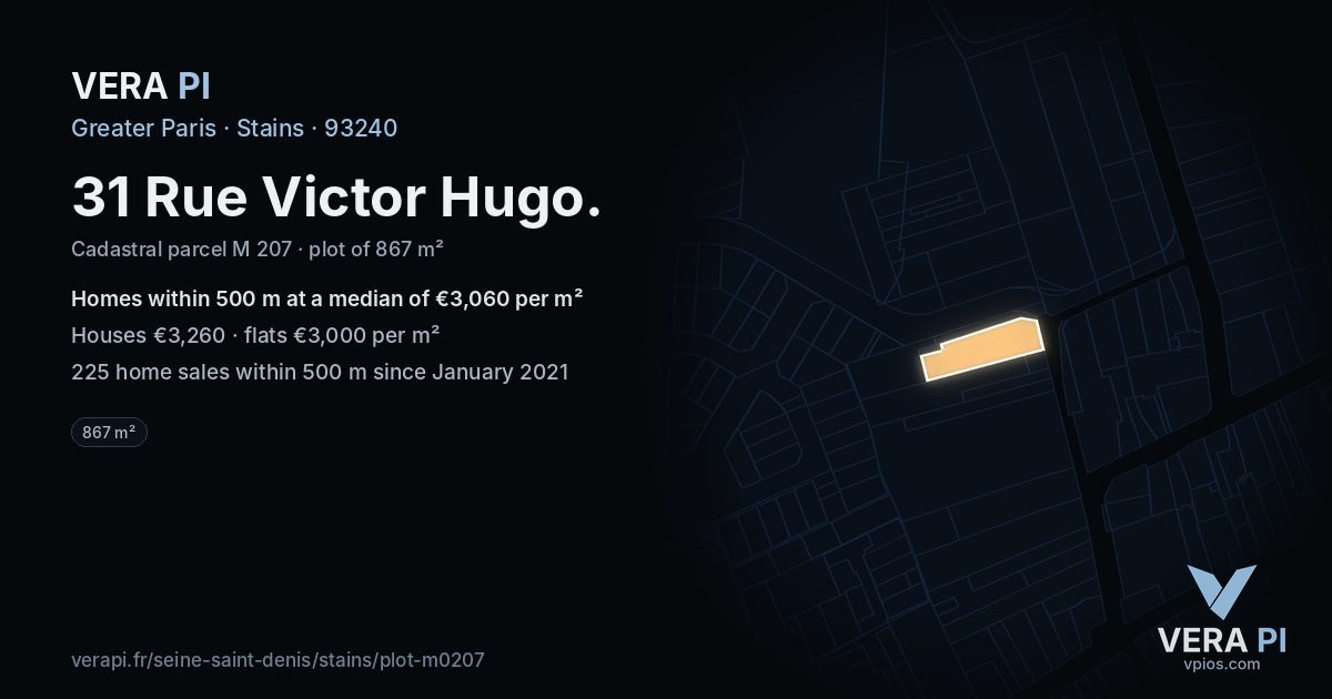 31 Rue Victor Hugo, Stains at night – the plot lit, the parcels around coloured by the prices near them