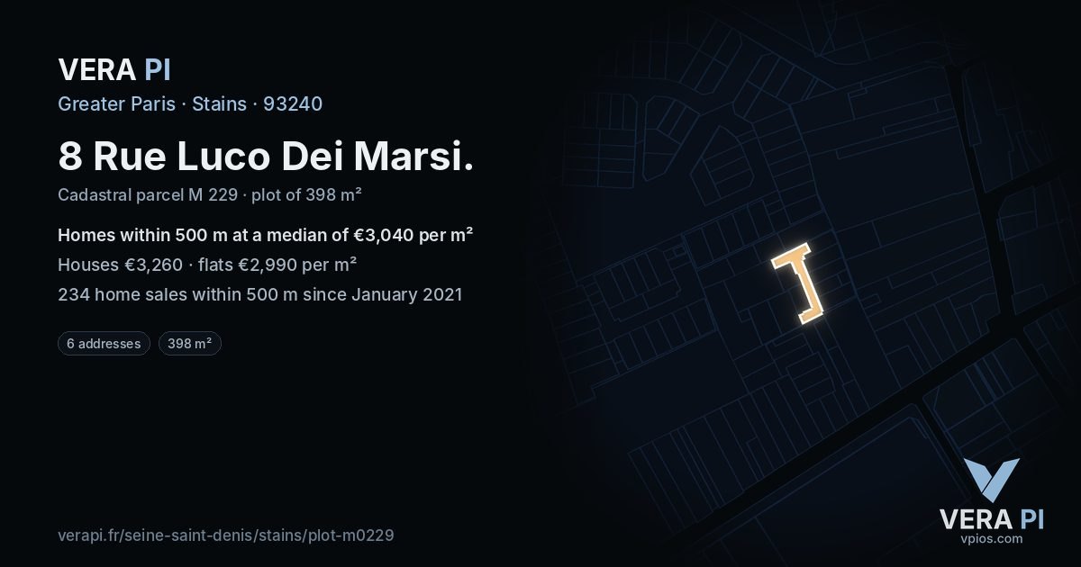 8 Rue Luco Dei Marsi, Stains at night – the plot lit, the parcels around coloured by the prices near them