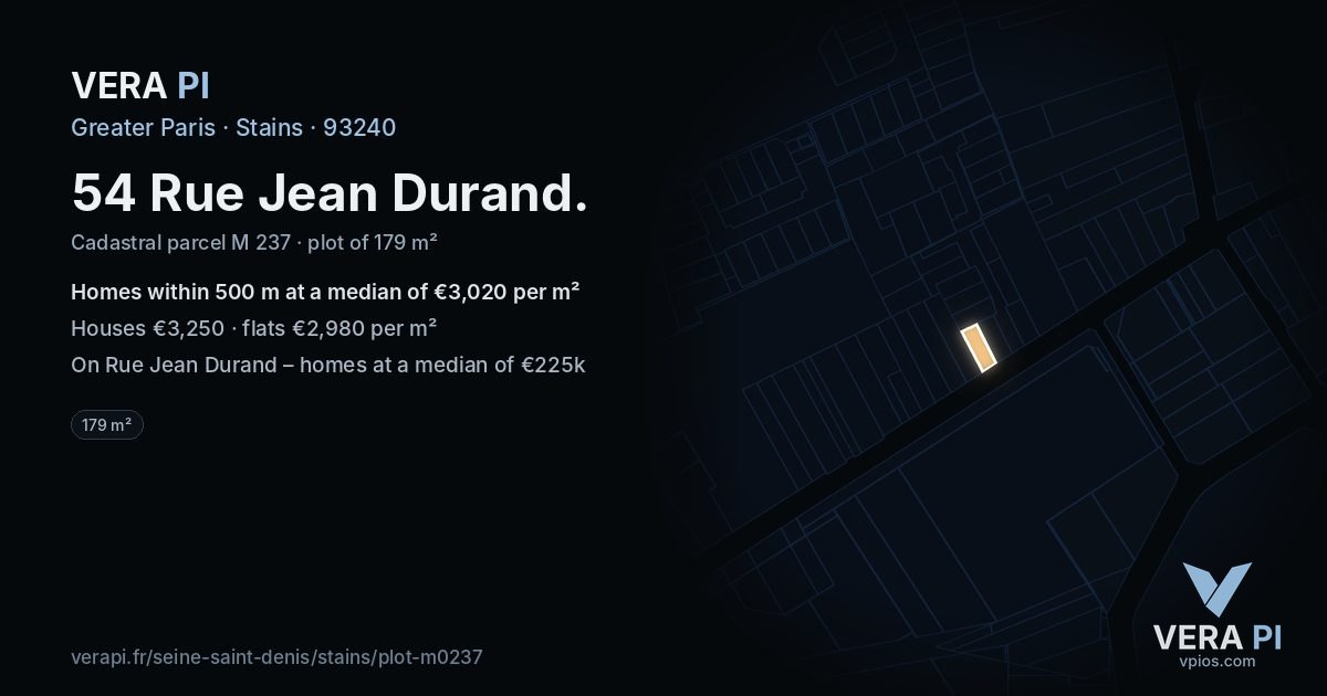 54 Rue Jean Durand, Stains at night – the plot lit, the parcels around coloured by the prices near them