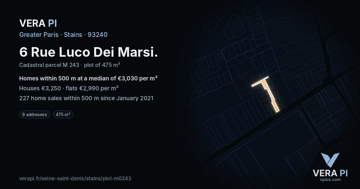 6 Rue Luco Dei Marsi, Stains at night – the plot lit, the parcels around coloured by the prices near them