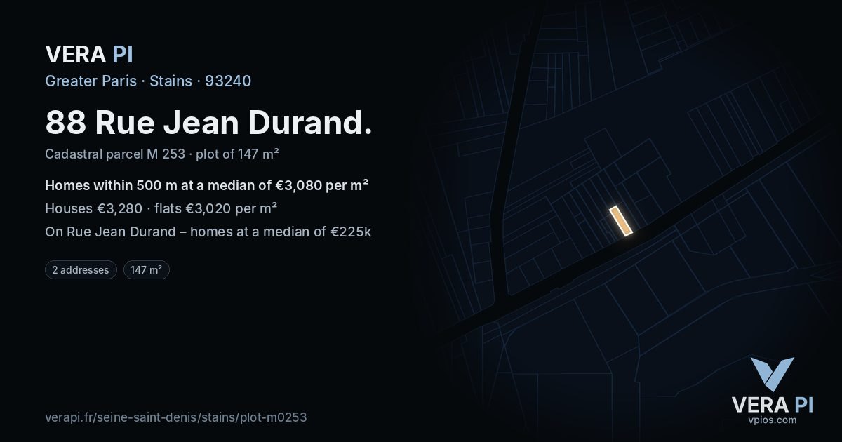88 Rue Jean Durand, Stains at night – the plot lit, the parcels around coloured by the prices near them