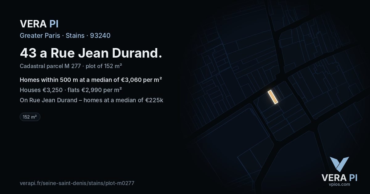 43 a Rue Jean Durand, Stains at night – the plot lit, the parcels around coloured by the prices near them