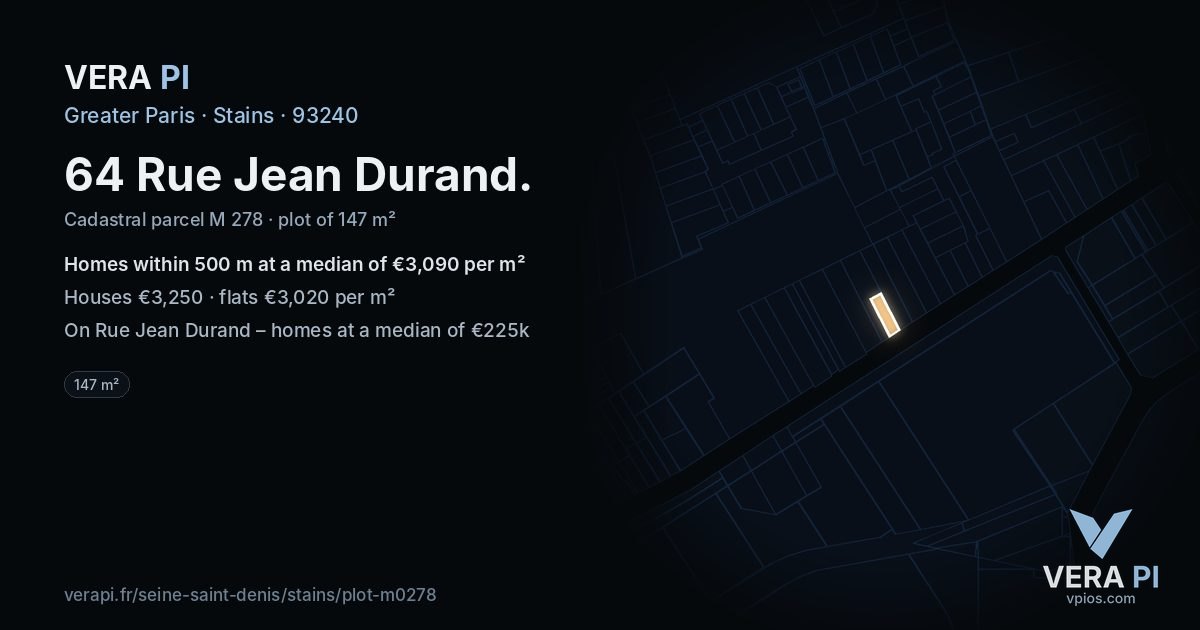 64 Rue Jean Durand, Stains at night – the plot lit, the parcels around coloured by the prices near them
