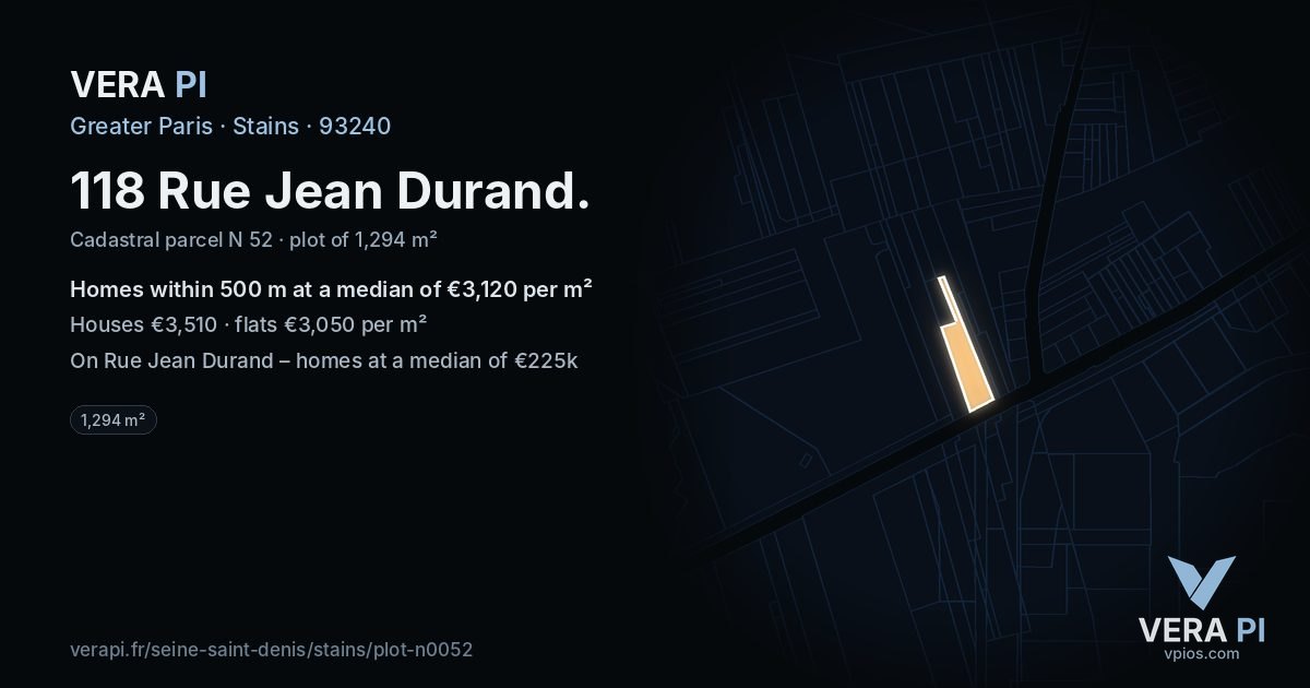 118 Rue Jean Durand, Stains at night – the plot lit, the parcels around coloured by the prices near them