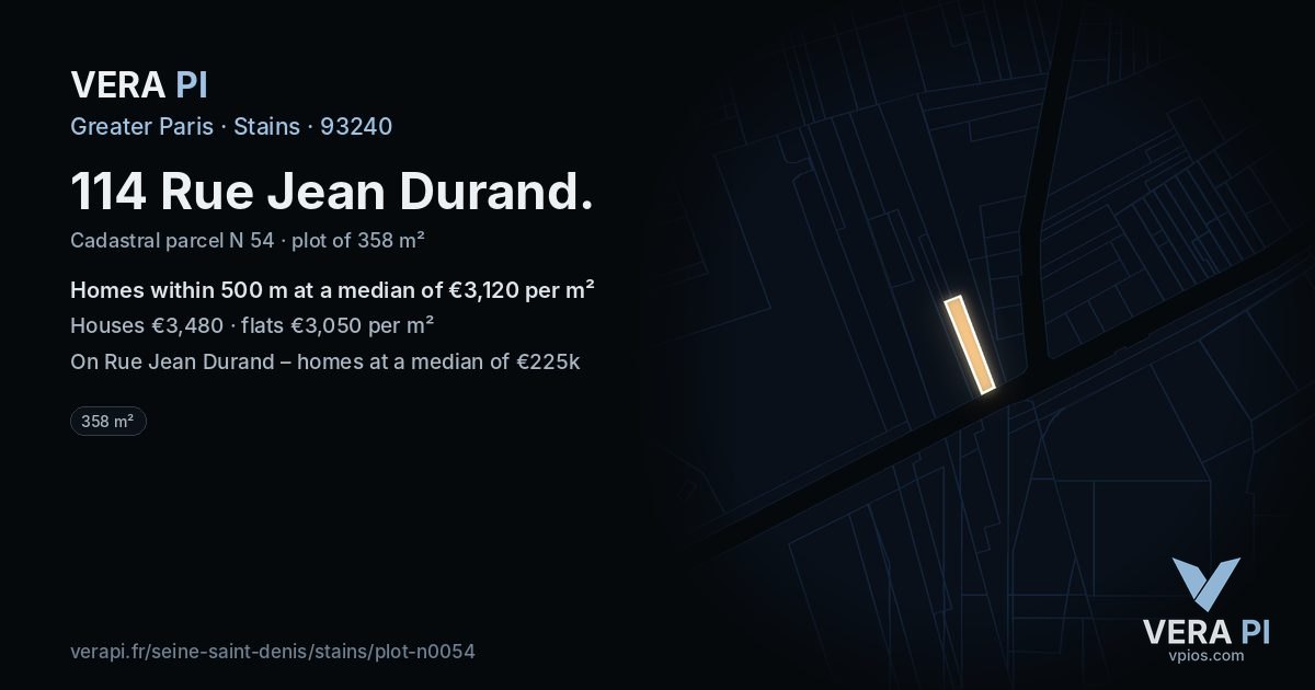 114 Rue Jean Durand, Stains at night – the plot lit, the parcels around coloured by the prices near them