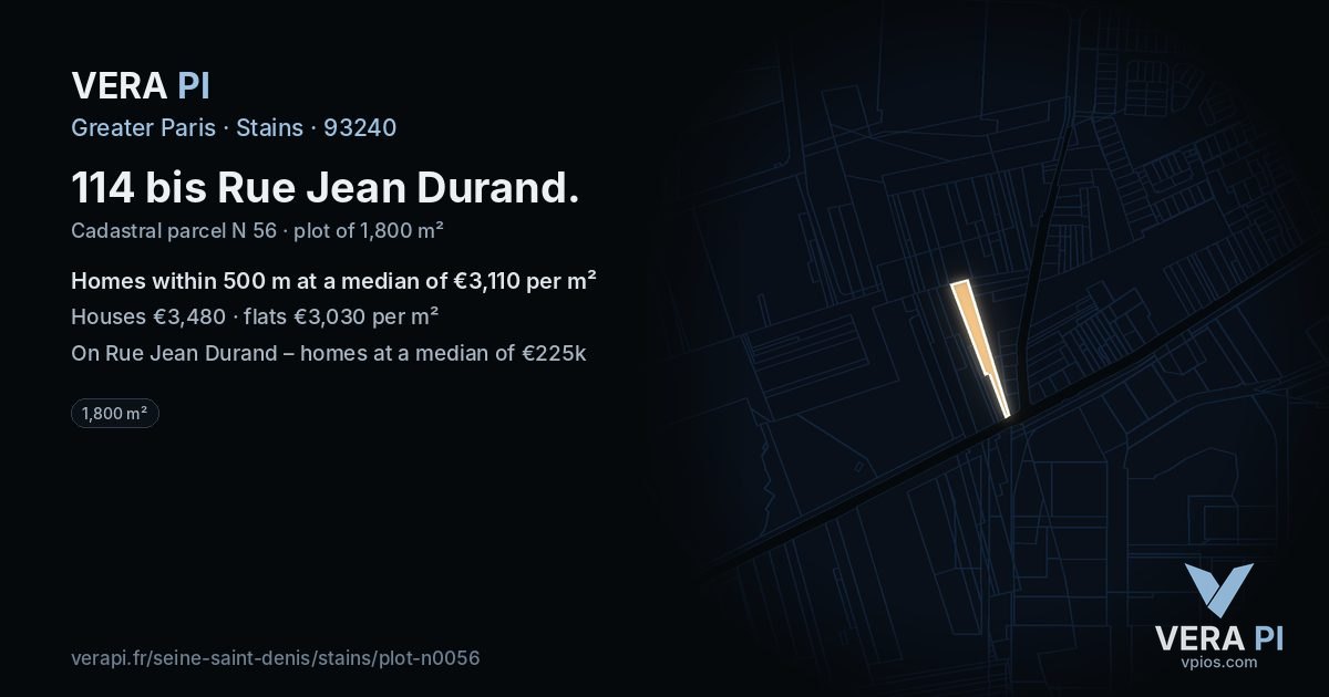 114 bis Rue Jean Durand, Stains at night – the plot lit, the parcels around coloured by the prices near them