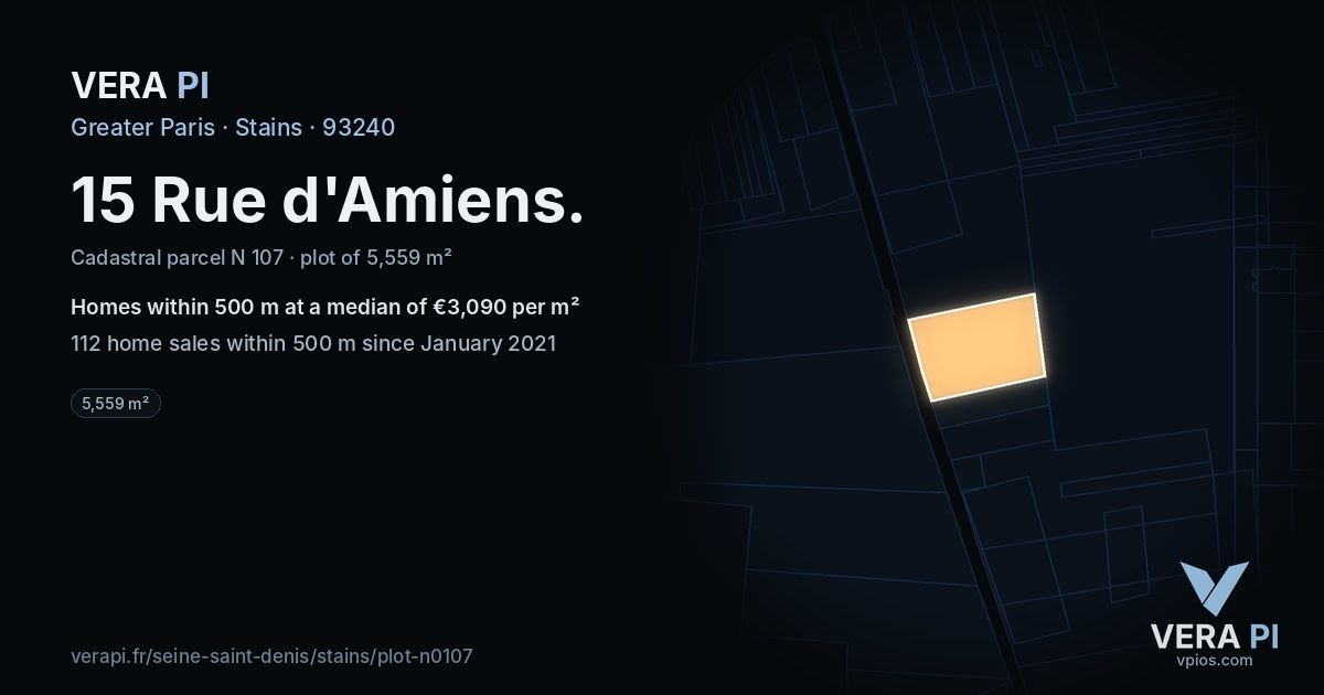 15 Rue d'Amiens, Stains at night – the plot lit, the parcels around coloured by the prices near them