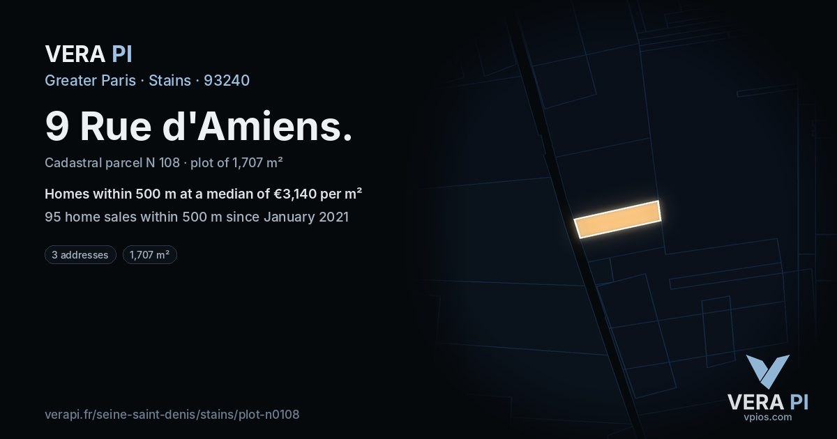 9 Rue d'Amiens, Stains at night – the plot lit, the parcels around coloured by the prices near them
