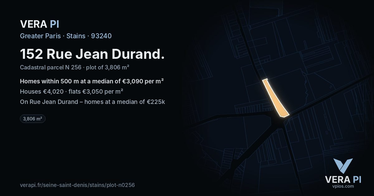 152 Rue Jean Durand, Stains at night – the plot lit, the parcels around coloured by the prices near them
