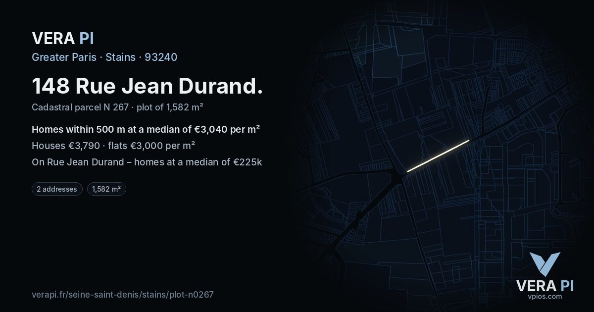 148 Rue Jean Durand, Stains at night – the plot lit, the parcels around coloured by the prices near them