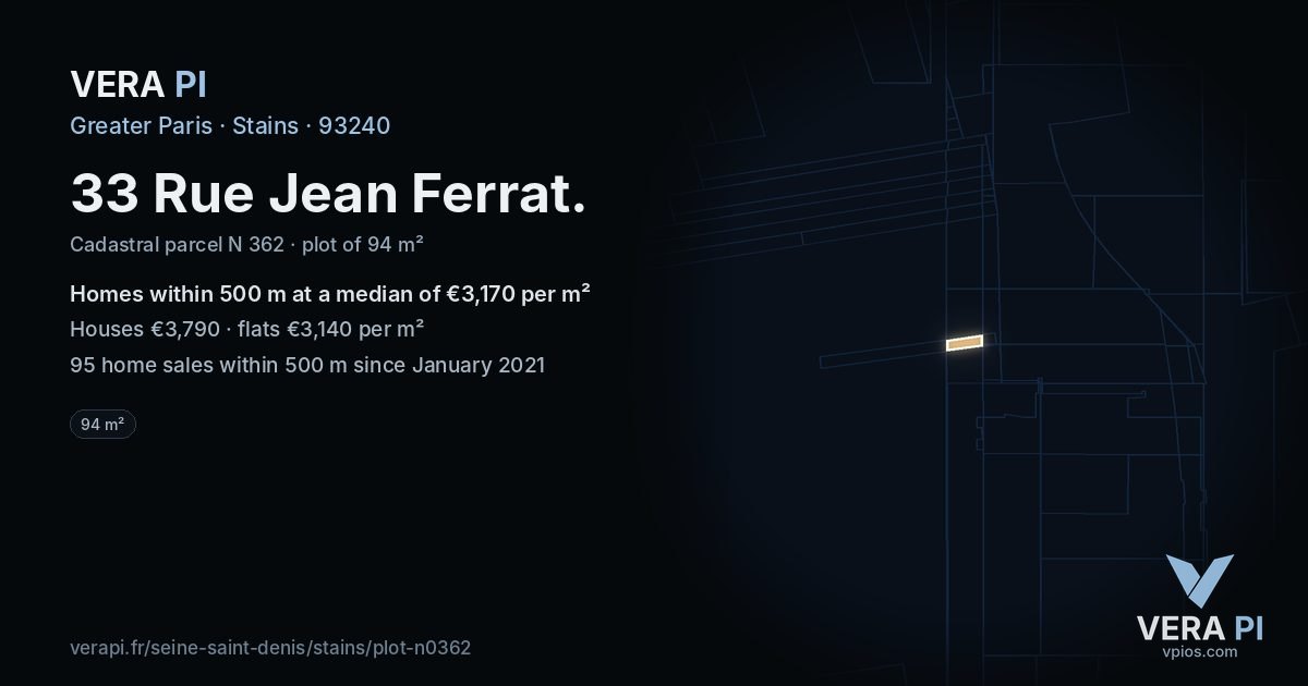 33 Rue Jean Ferrat, Stains at night – the plot lit, the parcels around coloured by the prices near them