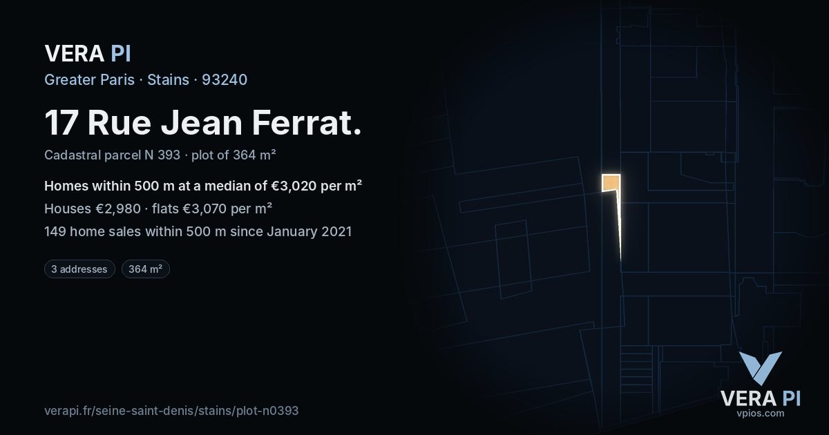 17 Rue Jean Ferrat, Stains at night – the plot lit, the parcels around coloured by the prices near them