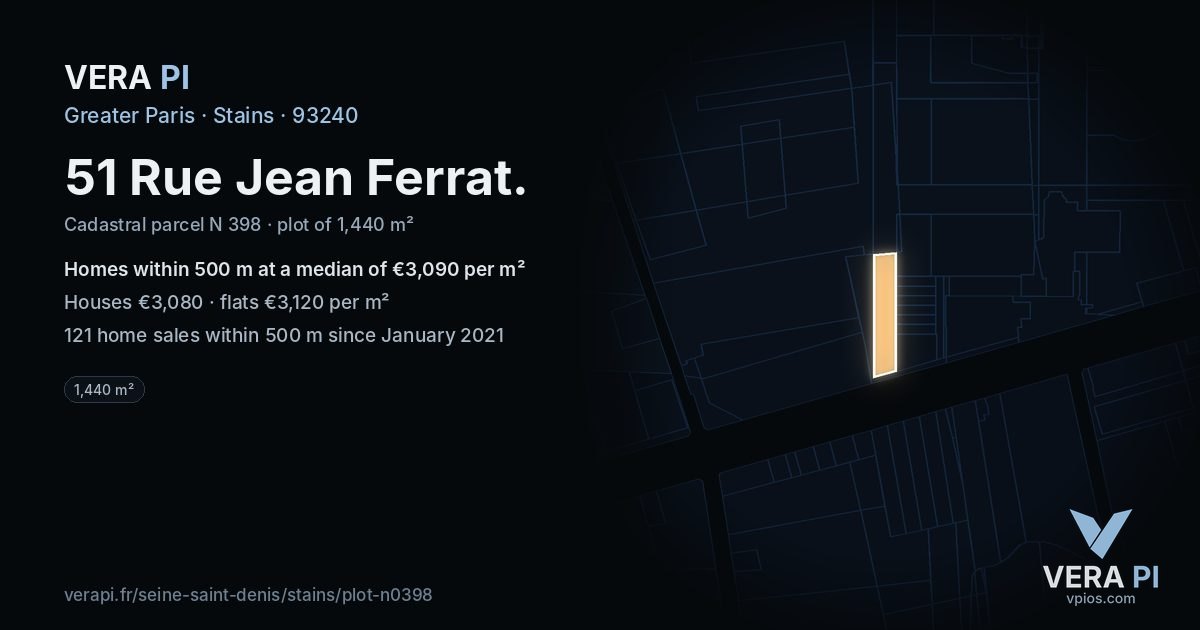 51 Rue Jean Ferrat, Stains at night – the plot lit, the parcels around coloured by the prices near them