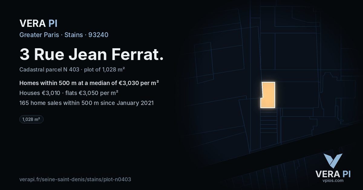 3 Rue Jean Ferrat, Stains at night – the plot lit, the parcels around coloured by the prices near them