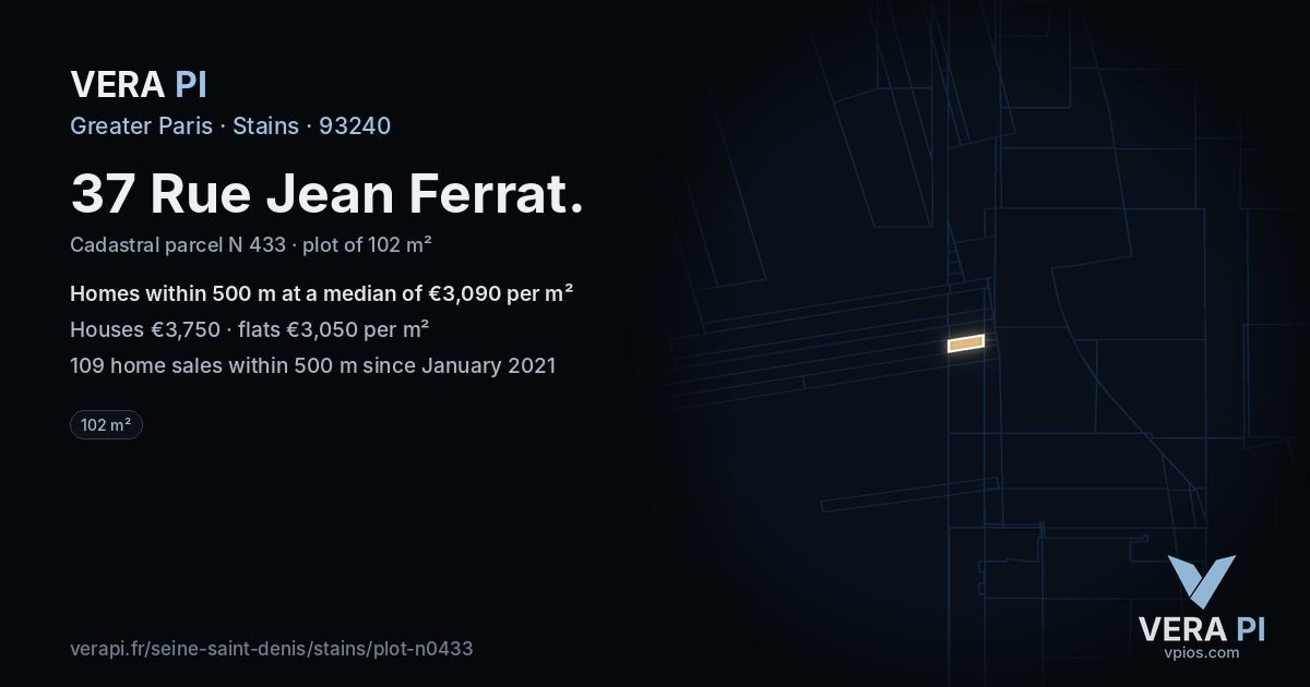 37 Rue Jean Ferrat, Stains at night – the plot lit, the parcels around coloured by the prices near them