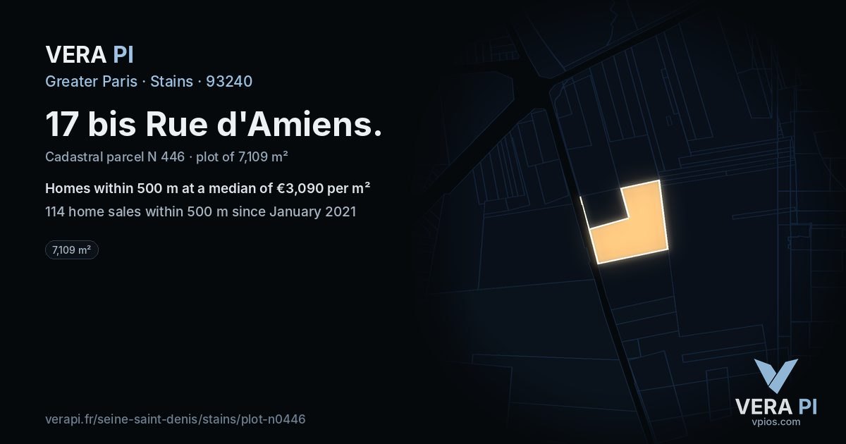 17 bis Rue d'Amiens, Stains at night – the plot lit, the parcels around coloured by the prices near them