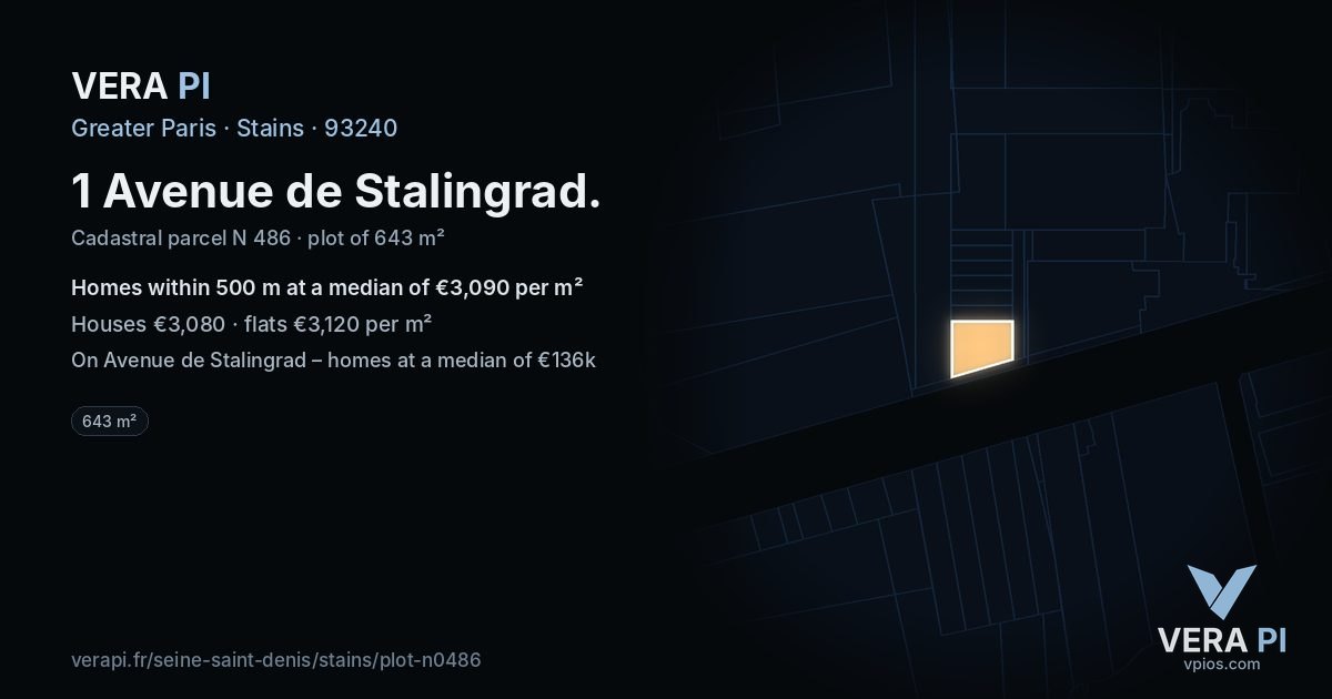 1 Avenue de Stalingrad, Stains at night – the plot lit, the parcels around coloured by the prices near them