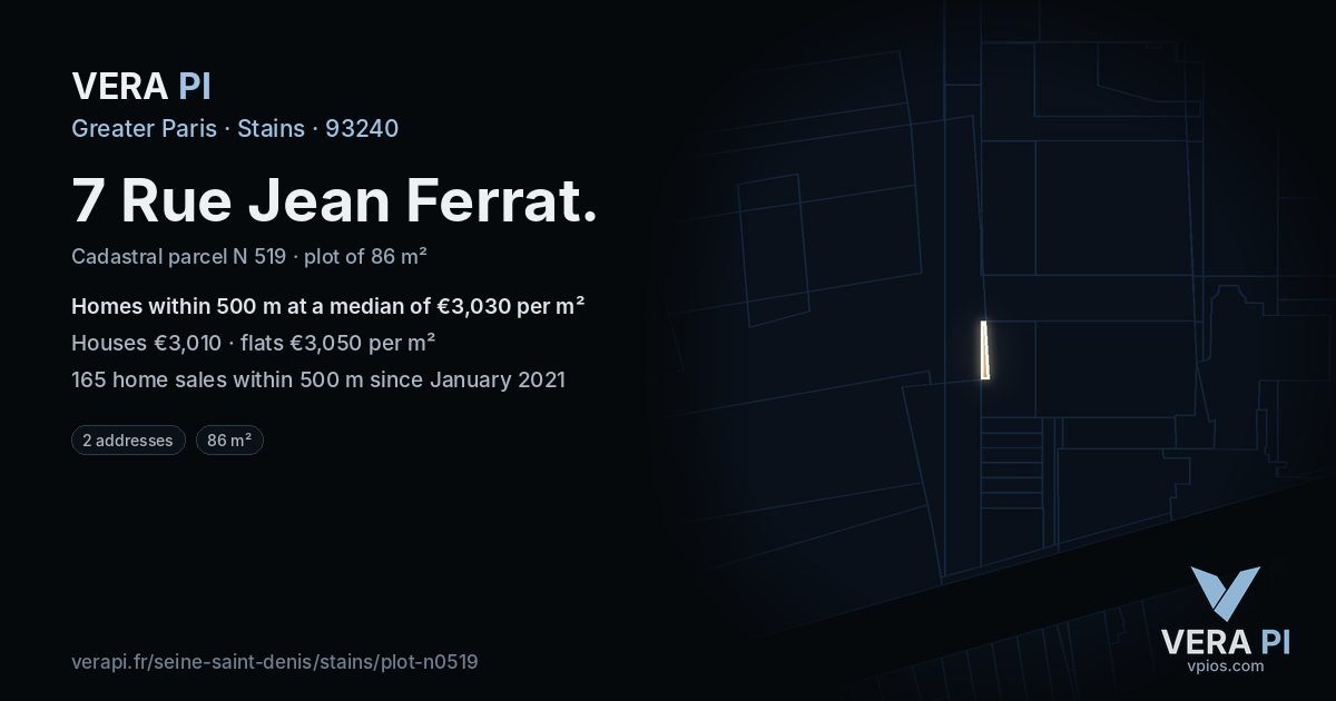 7 Rue Jean Ferrat, Stains at night – the plot lit, the parcels around coloured by the prices near them