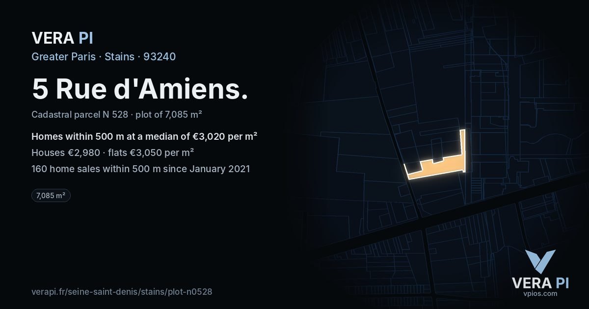 5 Rue d'Amiens, Stains at night – the plot lit, the parcels around coloured by the prices near them