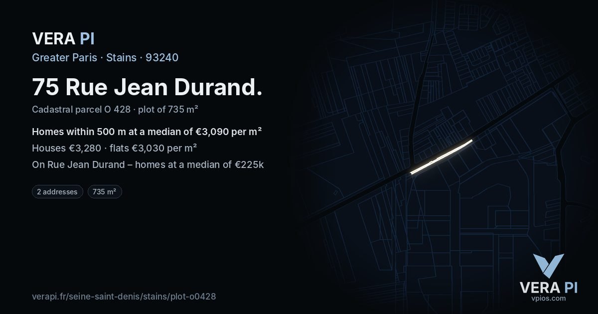 75 Rue Jean Durand, Stains at night – the plot lit, the parcels around coloured by the prices near them